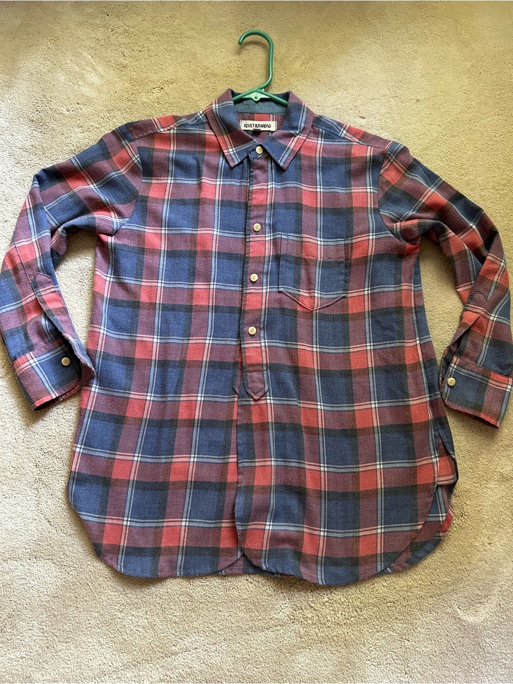 Madewell Rivet & Thread Red & Blue Plaid Button-Down Shirt